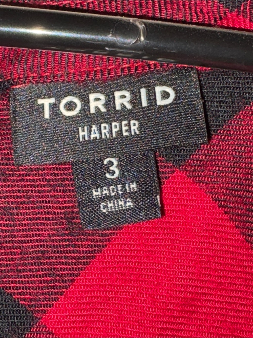 TORRID 3 red buffalo plaid Henley top - Picture 3 of 7